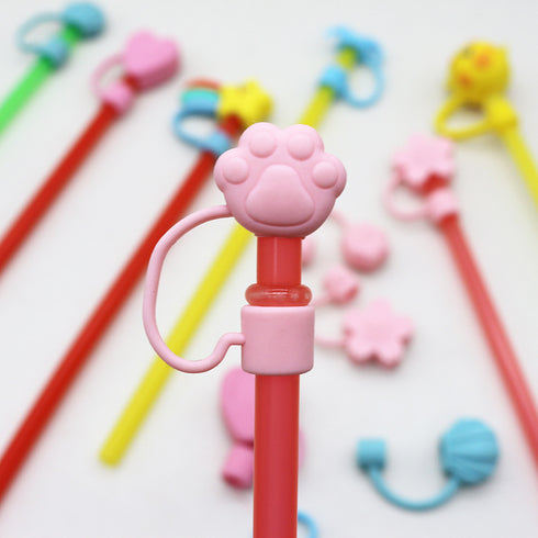 Cute Cartoon Silicone Straw Cap Dust PlugTumbler Straw Toppers for Tumblers, Dust-Proof Drinking Straw Caps for Reusable Straws Tips